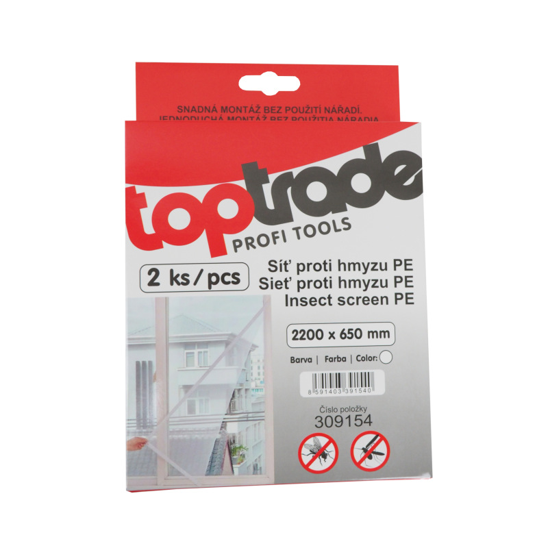 TOPTRADE sieť proti hmyzu, PE, na balkón, 2 ks, 2200 x 650 mm 1