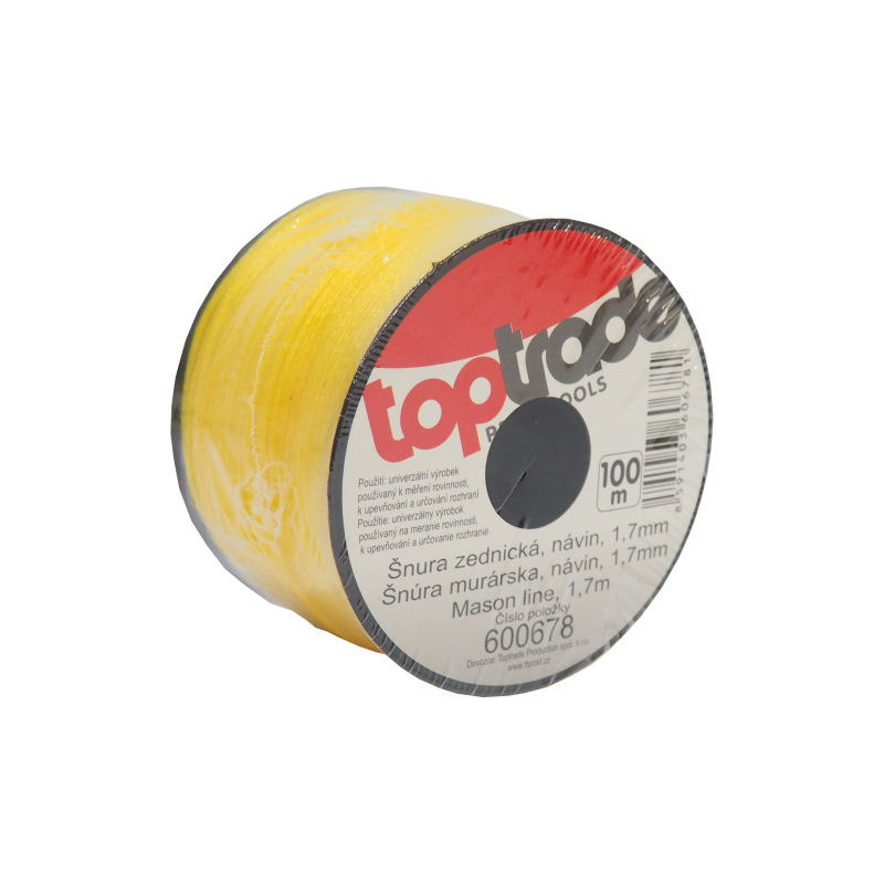 TOPTRADE šnúra murárska PE, 1,7 mm x 100 m, žltá