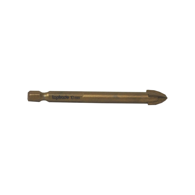 TOPTRADE vrták do skla, keramiky a dlažby, O 10 mm x 85 mm, stopka Hex
