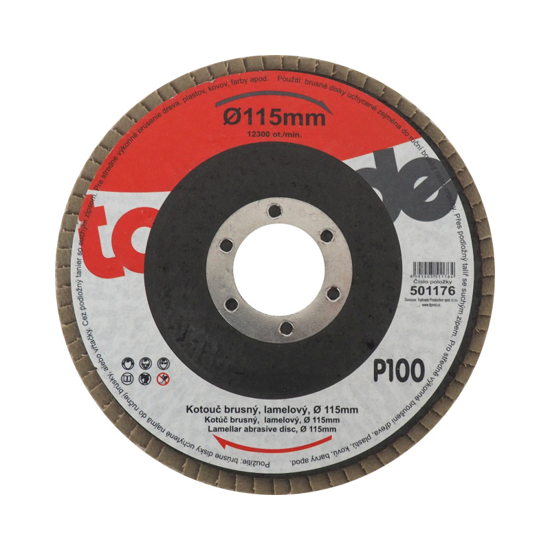 TOPTRADE kotúč brúsny, lamelový, zrnitosť 100, 115 x 22,2 x 2 mm