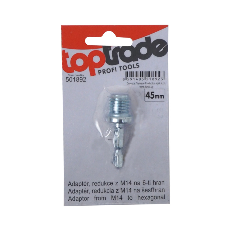 TOPTRADE adaptér, redukcia z M14 na 6 hrán, 45 mm 1