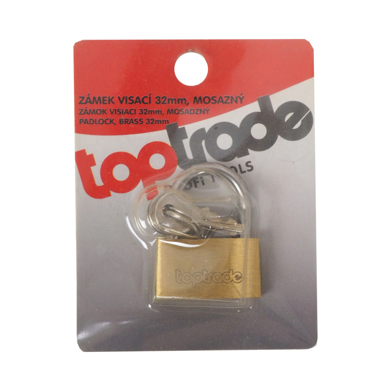 TOPTRADE zámok visiaci, mosadzný, 32 mm 2