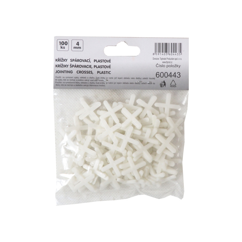 TOPTRADE krížiky plastové, špárovacie, 4 mm / 100 ks 2