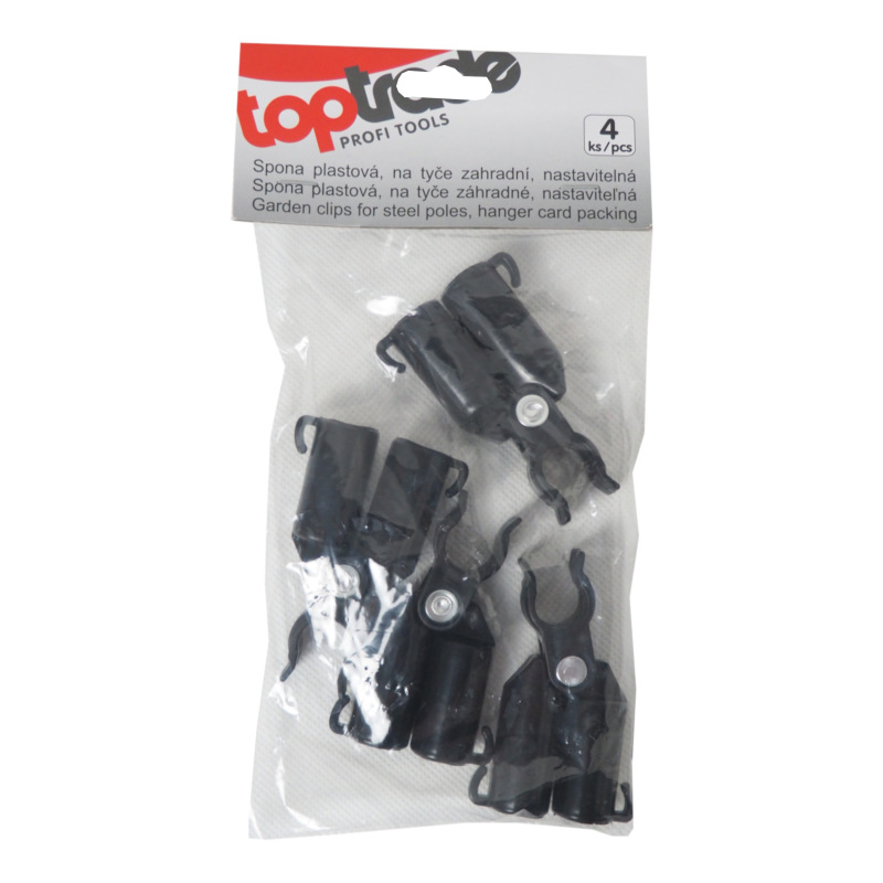 TOPTRADE spona plastová, na tyče záhradné, nastaviteľná, O 16 mm / 4 ks 1
