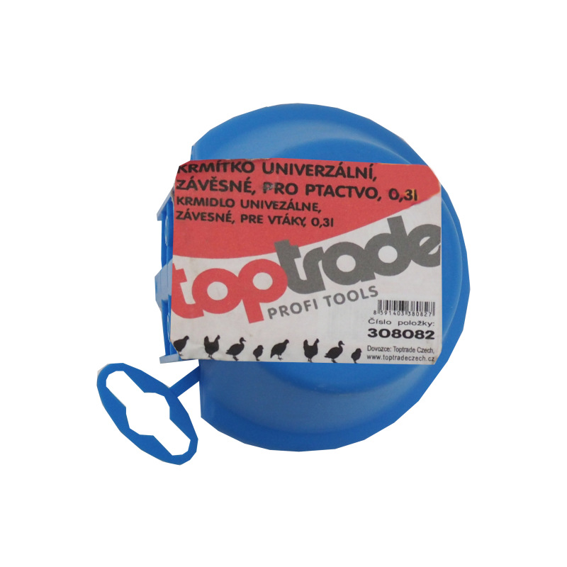 TOPTRADE kŕmidlo plastové, závesné, výsuvné, univerzálne, pre vtáctvo, 0,3 l 2