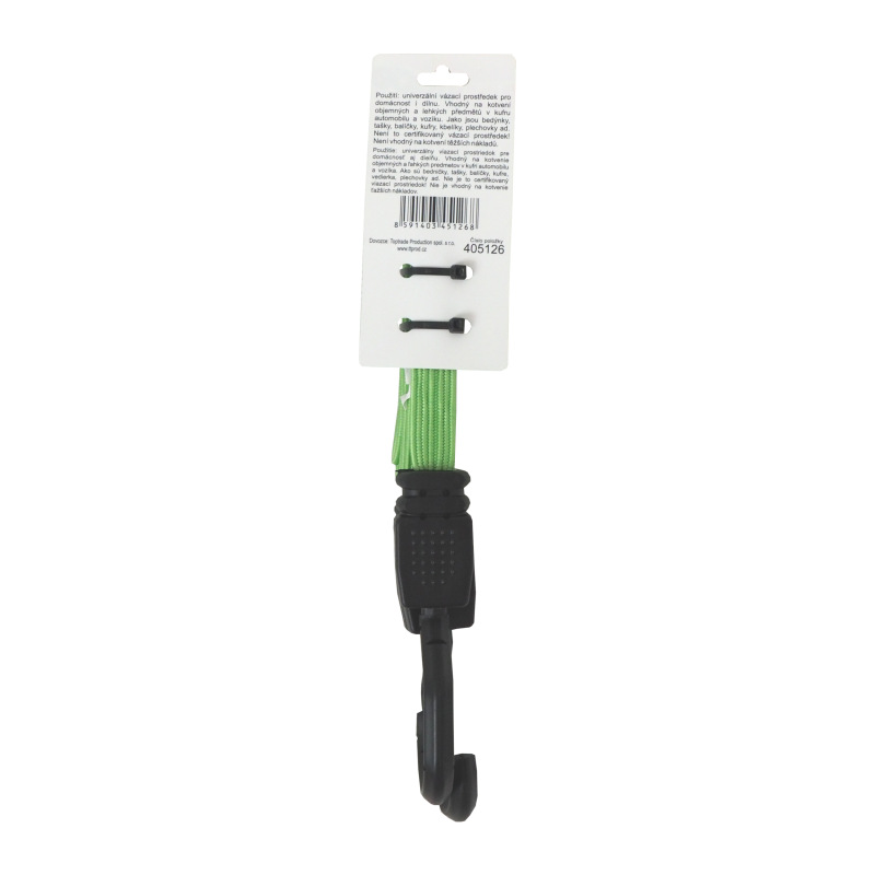 TOPTRADE lano gumené s textilným opletom a plastovými háky, 18mm x 80 - 180 cm, 20kg 4