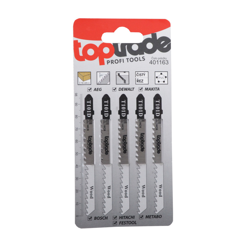TOPTRADE list pílový, pre priamočiaru pílu, súprava 5 ks, T101D, 100 mm, drevo
