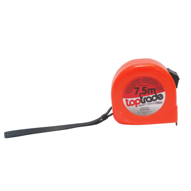 TOPTRADE meter zvinovací, jednobrzdový, 25 mm x 7,5 m, hobby