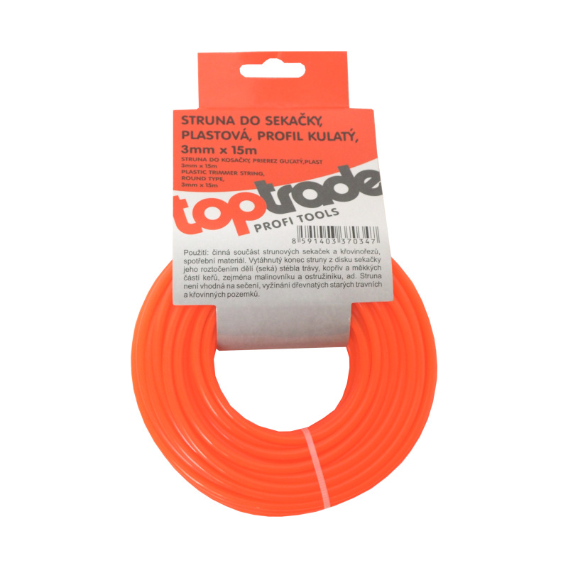 TOPTRADE struna do kosačky, plastová, prierez guľatý, 3 mm x 15 m 1