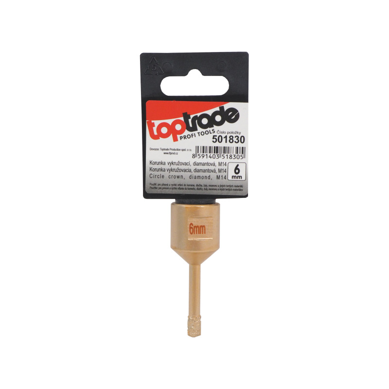 TOPTRADE korunka vykružovacia, diamantová, M14, O 6 mm 1