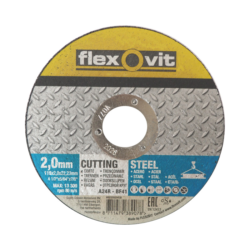 kotúč Flexovit, rezný, na kov, 115 x 22,23 x 2 mm, profi
