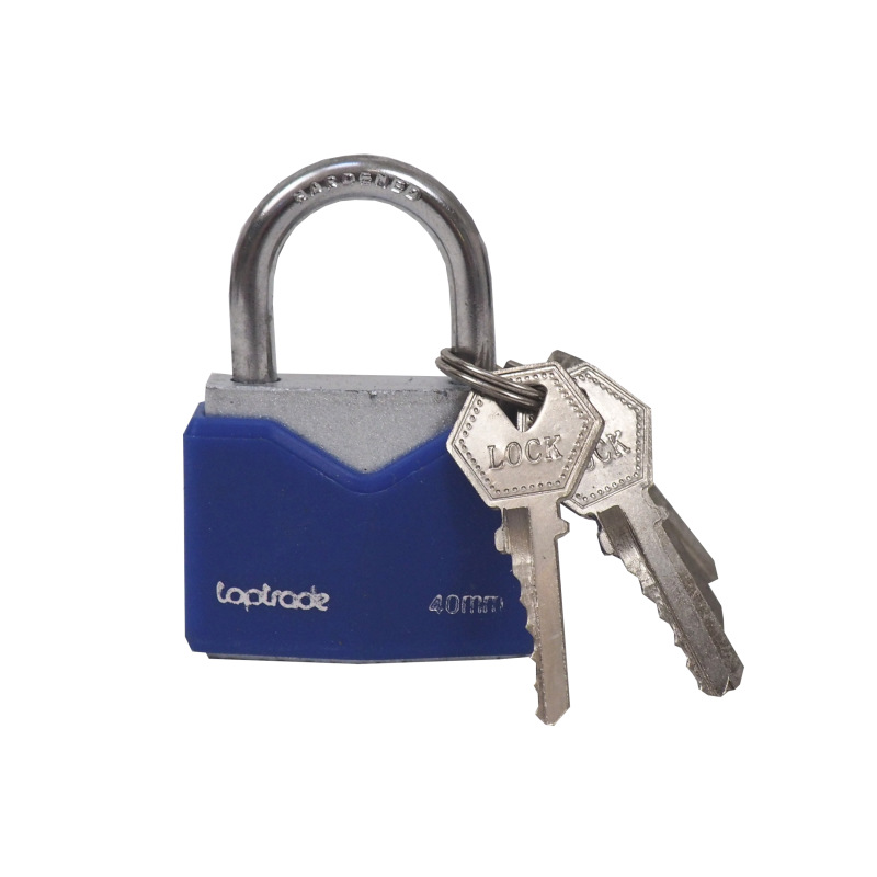 TOPTRADE zámok visiaci, modrý, 5 kľúčov, 40 mm