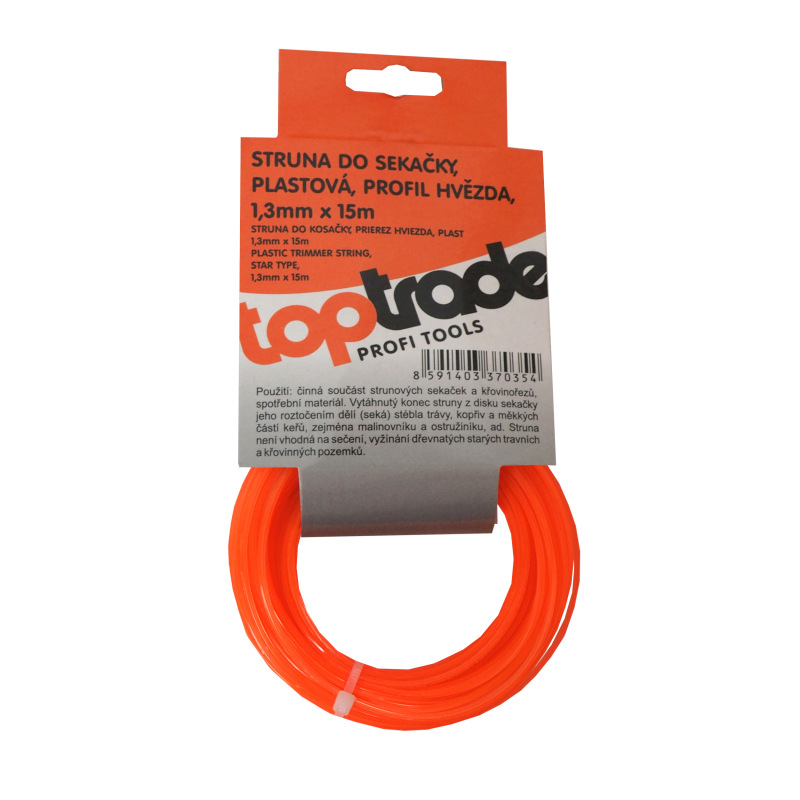 TOPTRADE struna do kosačky, plastová, prierez hviezda, 1,3 mm x 15 m 1
