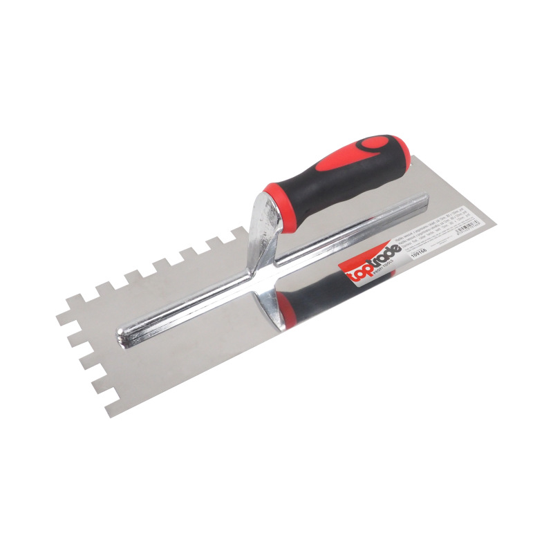 TOPTRADE hladítko nerezové, s pogumovanou rukoväťou, zub 12mm, 360 x 120 mm, profi 1