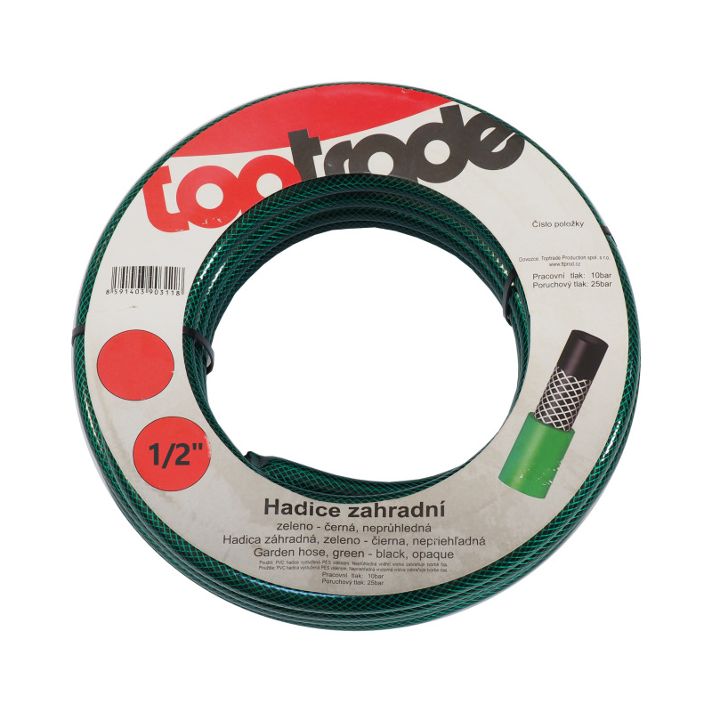 TOPTRADE hadica zahradná, zeleno - čierna, nepriehľadná, 1/2", 15 m