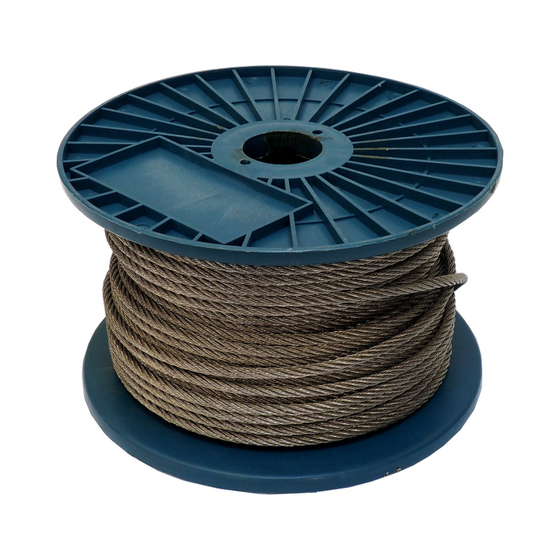 TOPTRADE lano oceľové, pozinkované, na cievke, 7 x 7 drôtov, O 5 mm x 75 m