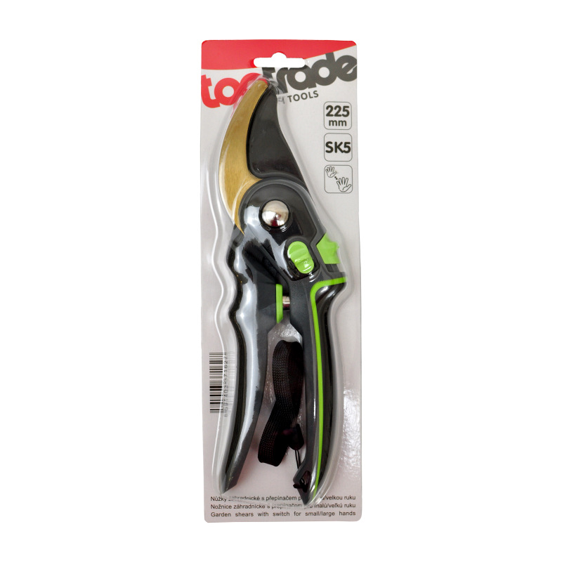 TOPTRADE záhradné nožnice s prepínačom pre malú / veľkú ruku, 225 mm 1