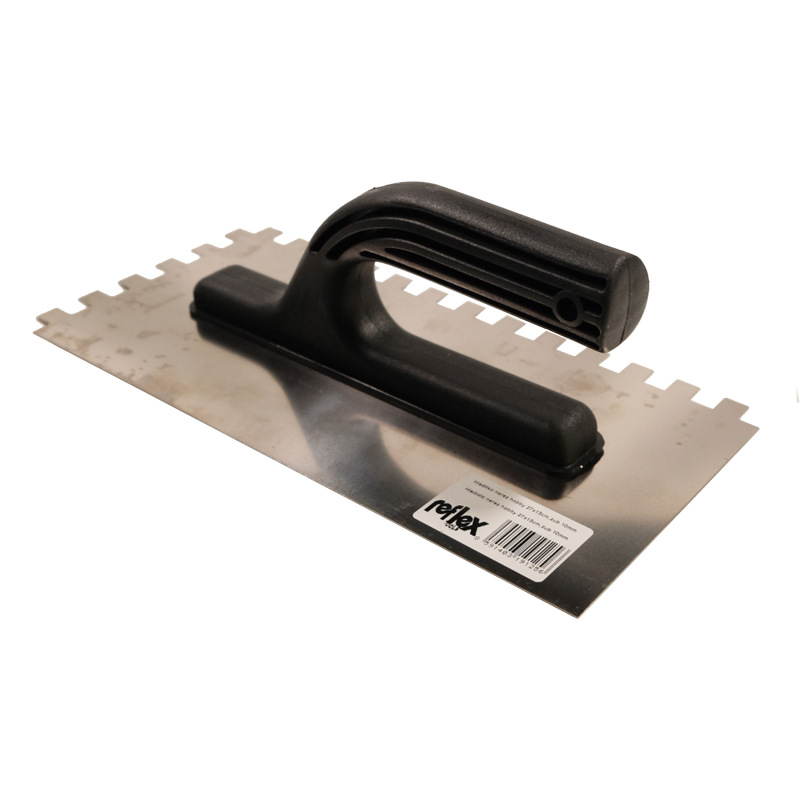 TOPTRADE hladítko nerezové, s plastovou rukoväťou, zub 10 mm, 270 x 130 mm, hobby 1