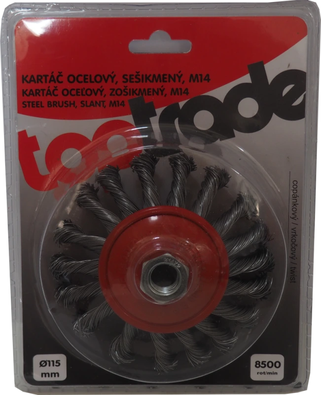 TOPTRADE kartáč oceľový, miskový, copy, M14, O 115 mm 1