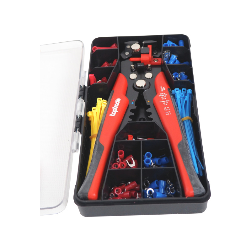 TOPTRADE kliešte odizolovávacie, krimpovacie, 210 mm, súprava 260 ks 4