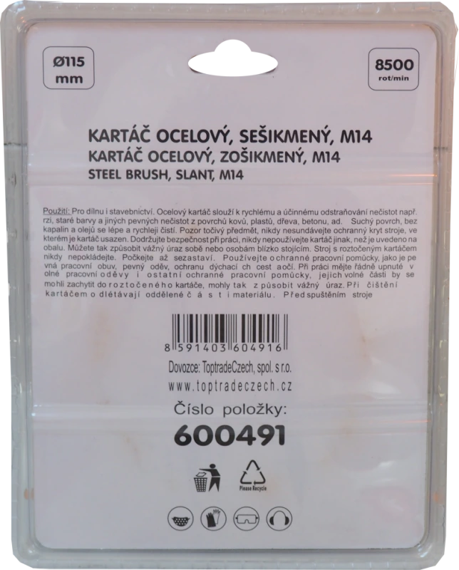 TOPTRADE kartáč oceľový, miskový, copy, M14, O 115 mm 2