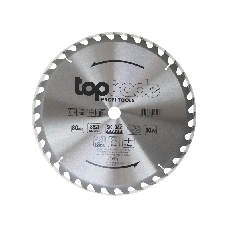 TOPTRADE kotúč pílový, na drevo, s SK plátkami, 36 zubov, 400 x 3,5 x 30 mm 2