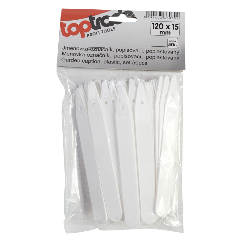 TOPTRADE menovka, označník popisovaci, plastový, 50 ks, 20x150mm 1