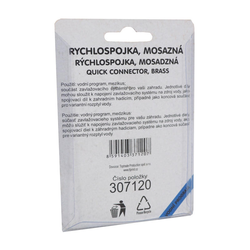 TOPTRADE rýchlospojka mosadzná, 1/2" 2