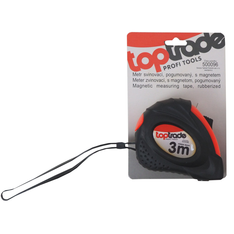 TOPTRADE meter zvinovací, s pogumovaným obalom a magnetom, 16 mm x 3 m 1