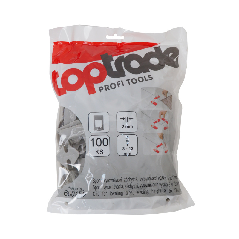 TOPTRADE spona, vyrovnávacia, záchytná, hr. 2 mm, vyrovnávacie výška 3 - 12 mm / 100 ks 1