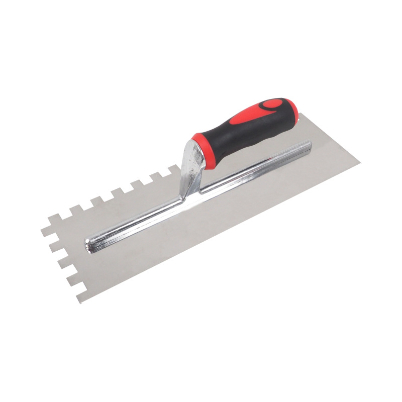 TOPTRADE hladítko nerezové, s pogumovanou rukoväťou, zub 12mm, 360 x 120 mm, profi