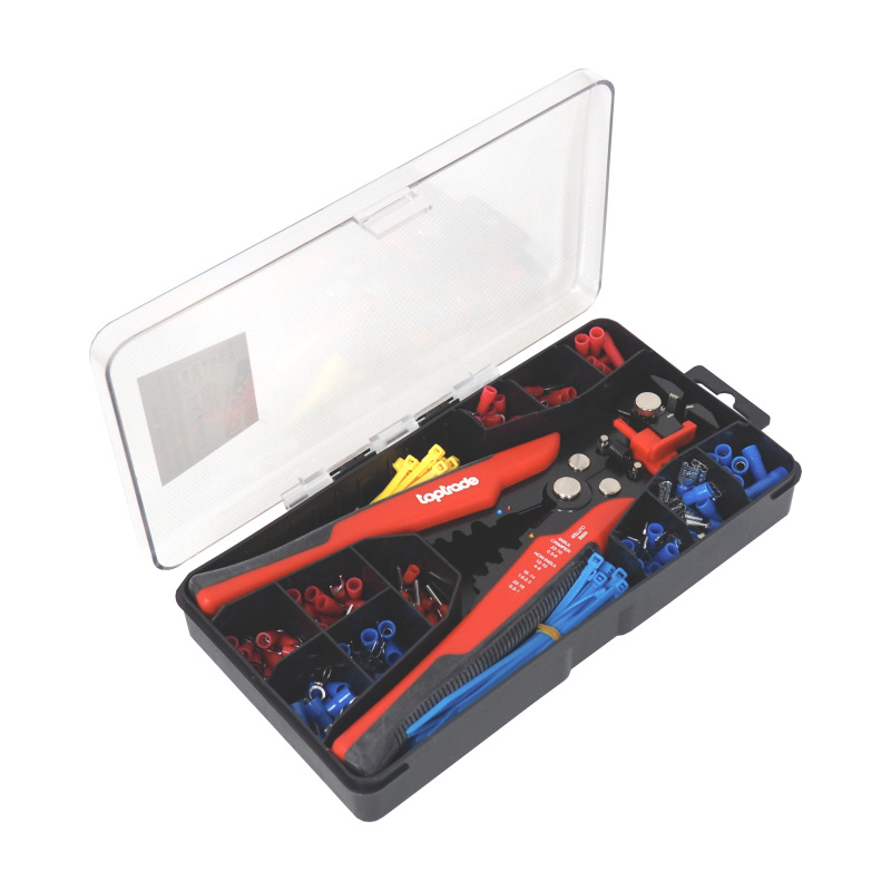 TOPTRADE kliešte odizolovávacie, krimpovacie, 210 mm, súprava 260 ks 1
