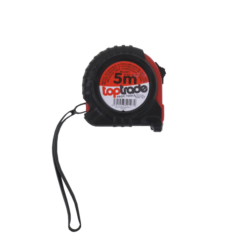 TOPTRADE meter zvinovací, s pogumovaným obalom a magnetom, 19 mm x 5 m, profi
