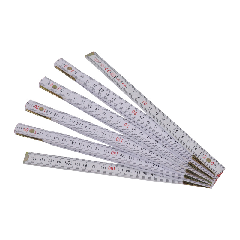 TOPTRADE meter skladací, drevený, biely, 2 m, certifikovaný 2
