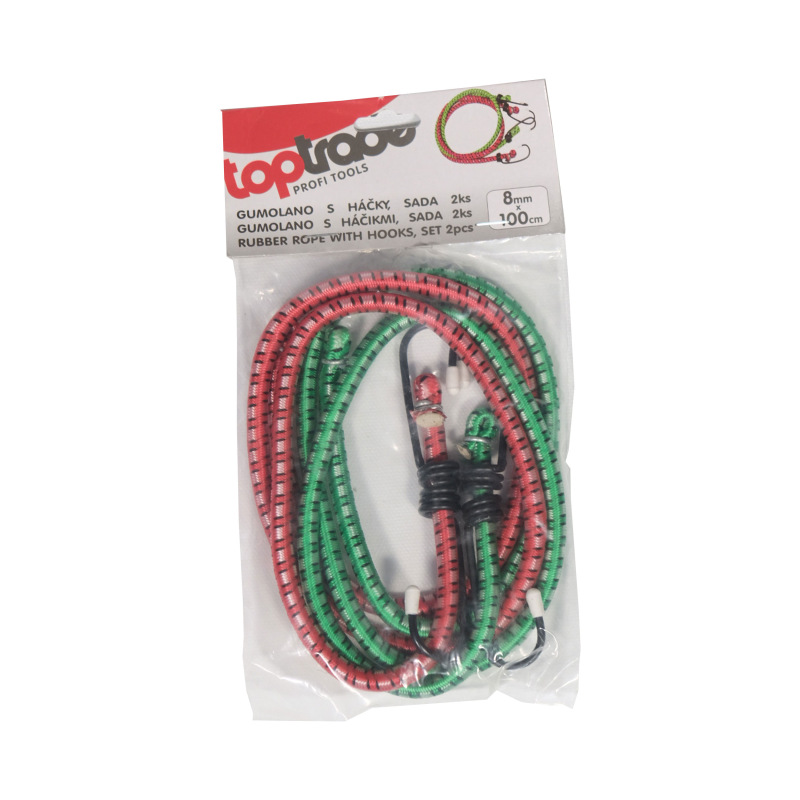 TOPTRADE gumolano upínacie, pavúk s háčikmi, 2 ks, do 9 kg, O 8 mm x 100 cm 1