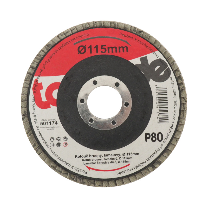 TOPTRADE kotúč brúsny, lamelový, zrnitosť 80, 115 x 22,2 x 2 mm