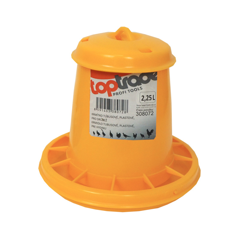 TOPTRADE kŕmidlo plastové, tubusové, pre hydinu, 2,25 l 1