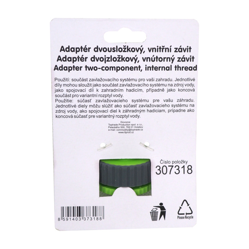 TOPTRADE adaptér dvojzložkový, vnútorný závit, 3/4" x 1" 3