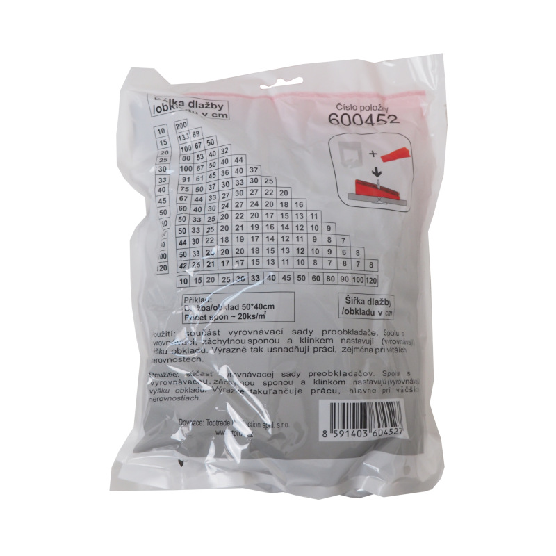 TOPTRADE spona, vyrovnávacia, záchytná, hr. 2 mm, vyrovnávacie výška 3 - 12 mm / 100 ks 2