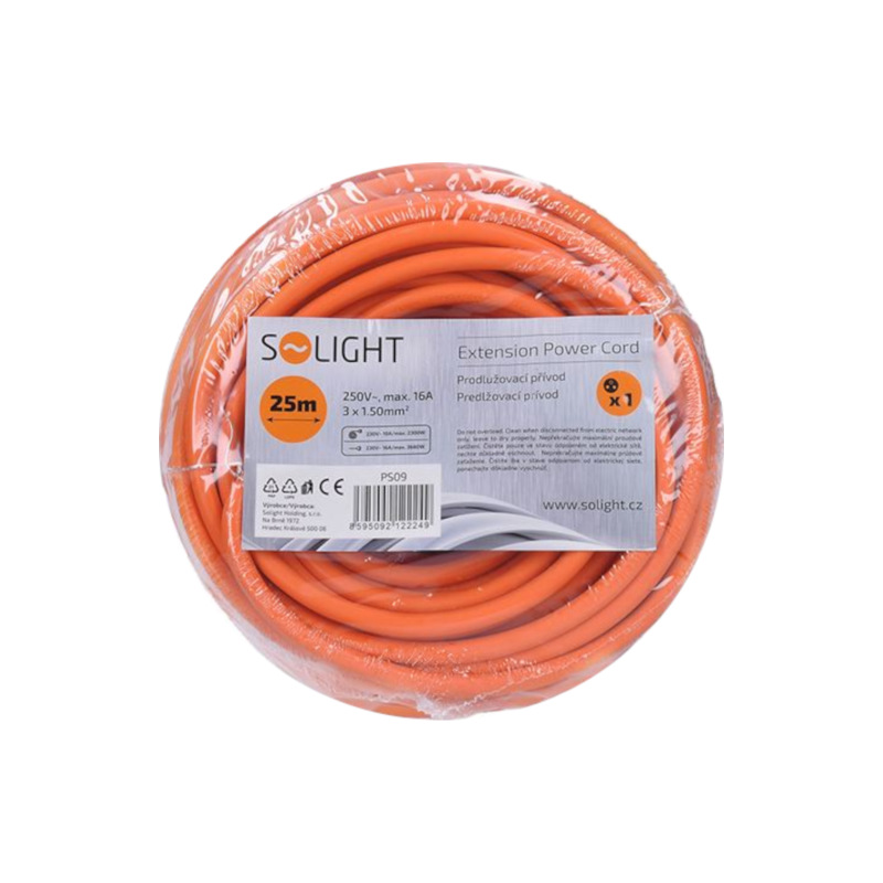 prívod predlžovací 1z - spojka, 25m, 3 x 1,5mm2, oranžová 1