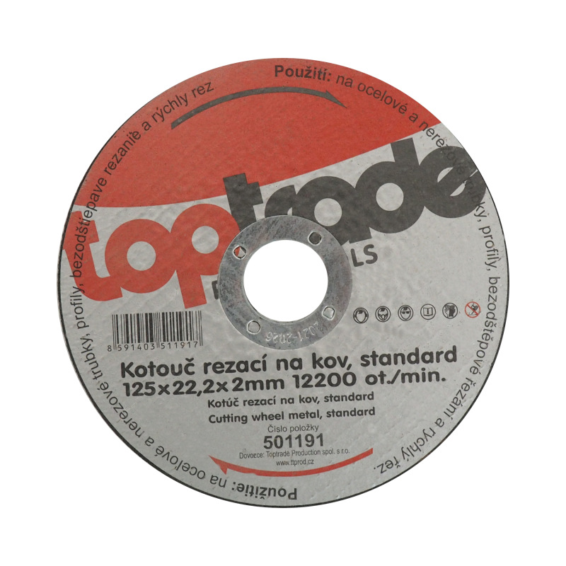 TOPTRADE kotúč rezný, na kov, 125 x 22,2 x 2 mm