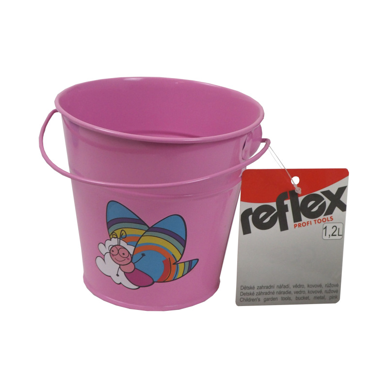 TOPTRADE náradie záhradné, detské - vedro, kovové, ružové, 1,2 l 1