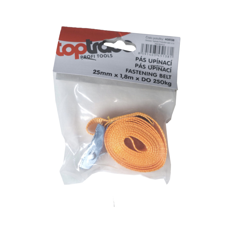 TOPTRADE pás upínaci, s prackou, do 250 kg, 25 mm x 1,8 m 1