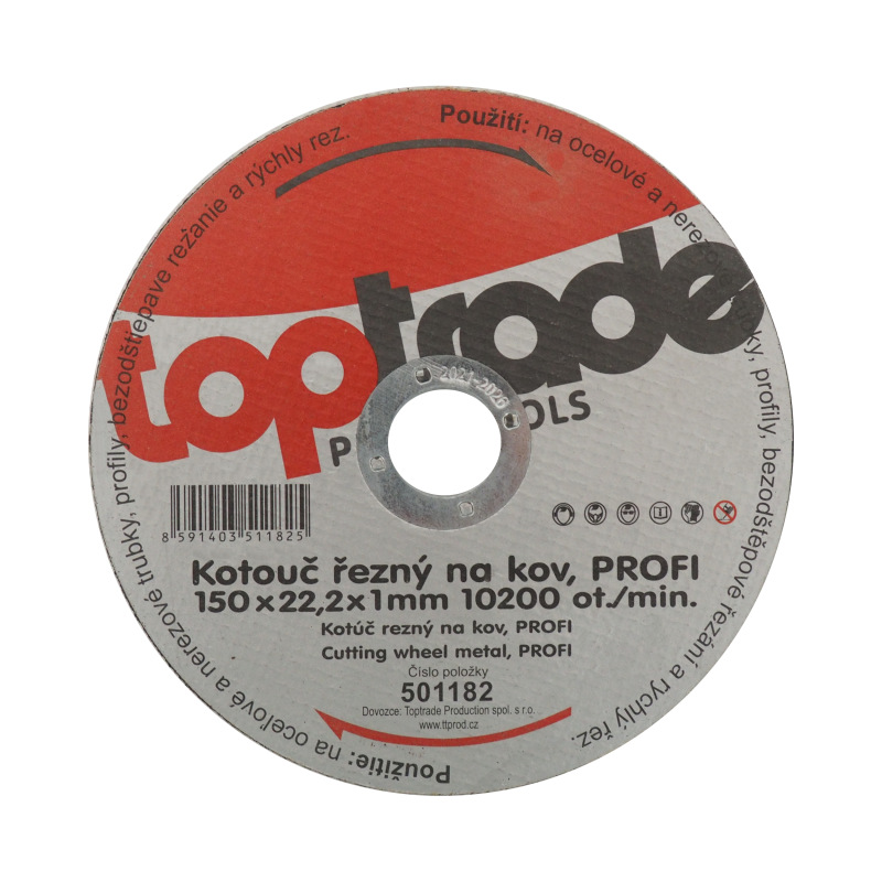 TOPTRADE kotúč rezný, na kov, 150 x 22,2 x 1 mm