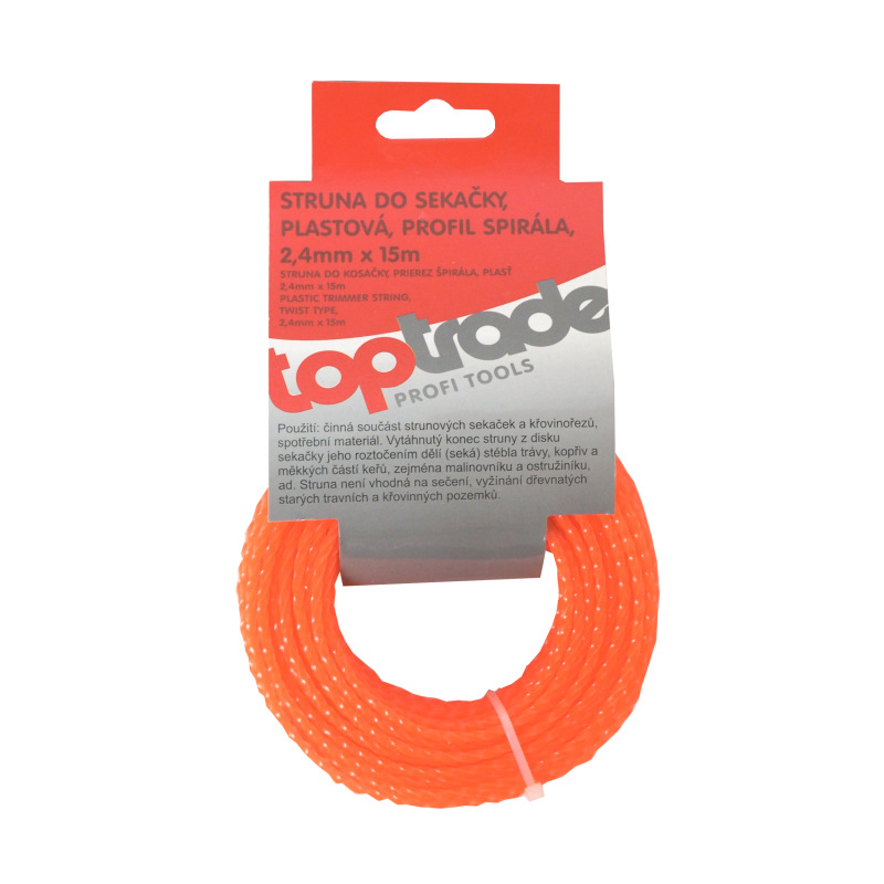 TOPTRADE struna do kosačky, plastová, prierez špirála, 2,4 mm x 15 m 1