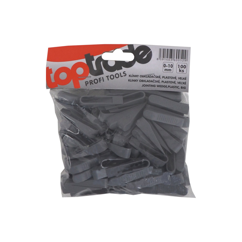 TOPTRADE klinky špárovacie, plastové, veľké, 100 ks, 0 - 10 mm