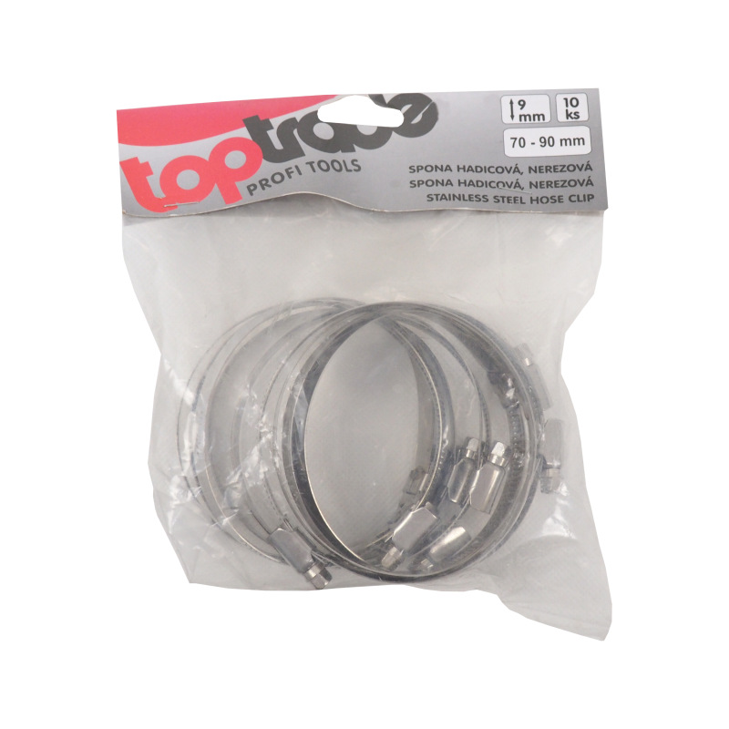 TOPTRADE spona nerezová, hadicová, sada 10 ks, 70 – 90 mm 2