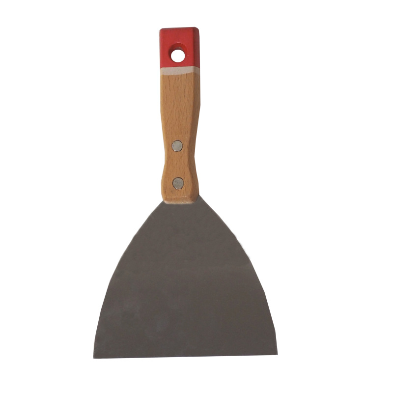 TOPTRADE špachtľa nerezová, s drevenou, nitovanou rukoväťou, 120 mm, profi