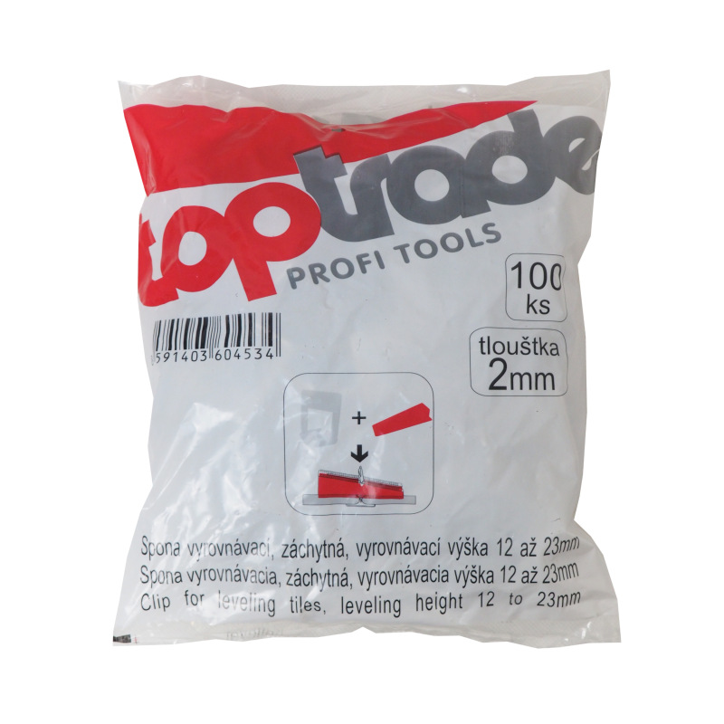 TOPTRADE spona, vyrovnávacia, záchytná, hr. 2 mm, vyrovnávacie výška 12 - 23 mm / 100 ks 1