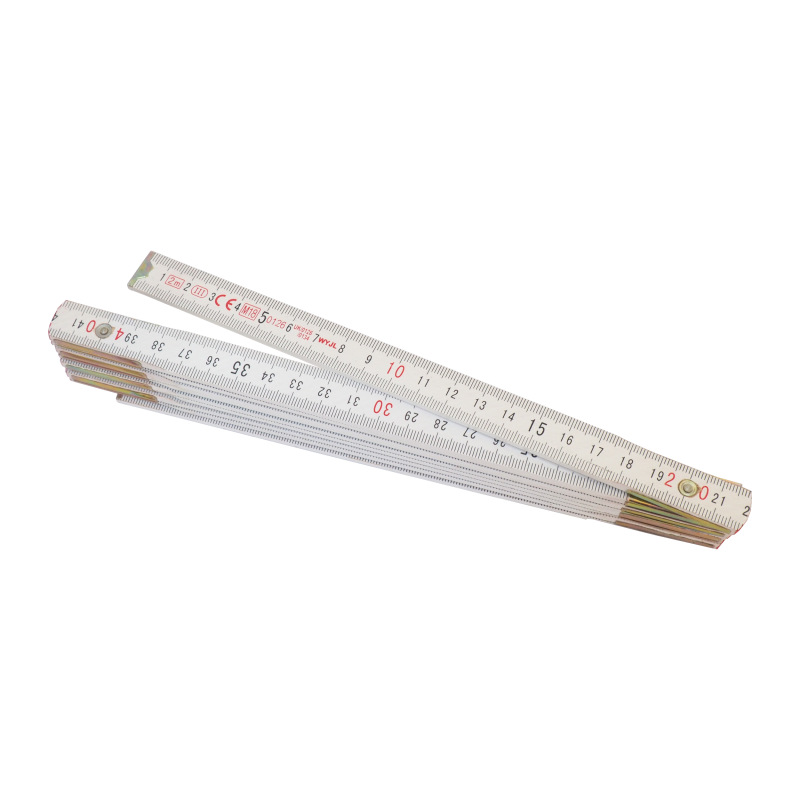 TOPTRADE meter skladací, drevený, biely, 2 m, certifikovaný